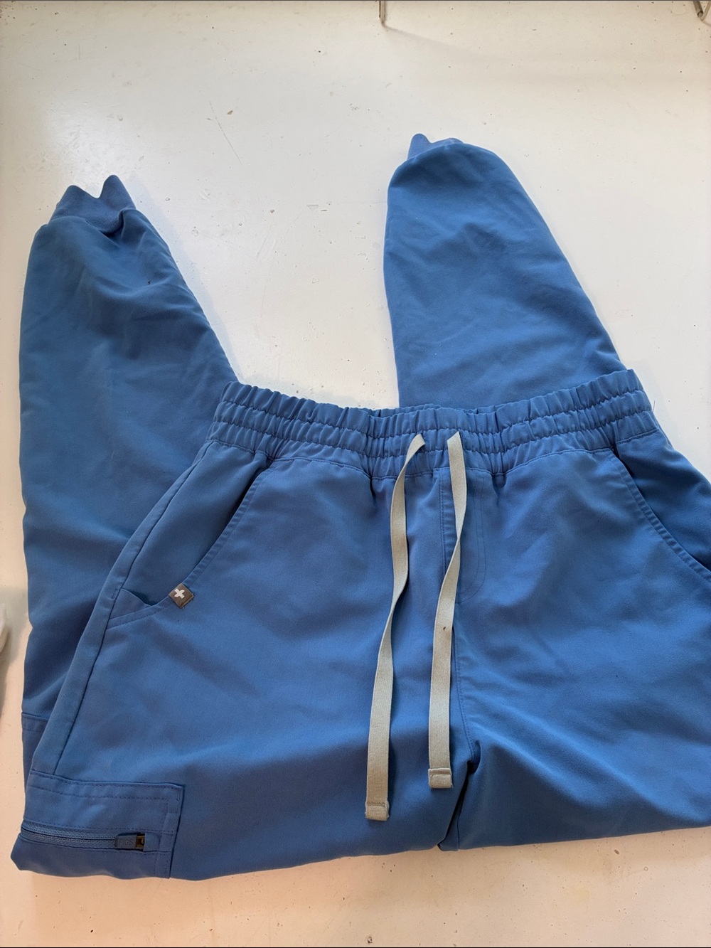 Figs Small Blue Elastic Waist Jogger Style Pull On Scrub Uniform Pants
